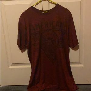 Dark red and black american fighter tee